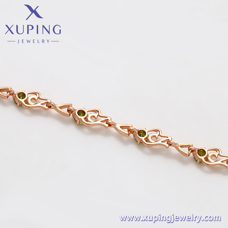 Pulsera de oro rosa con piedras verdes de moda xuping