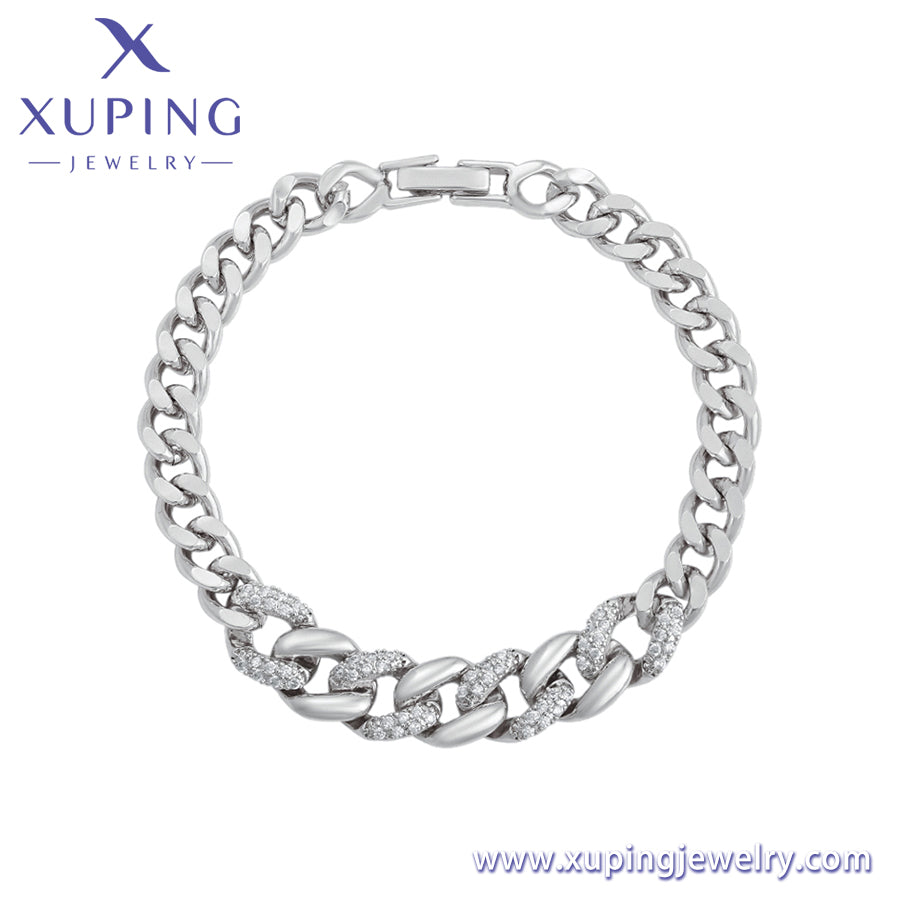 Pulsera tipo cadena platino moda Xuping