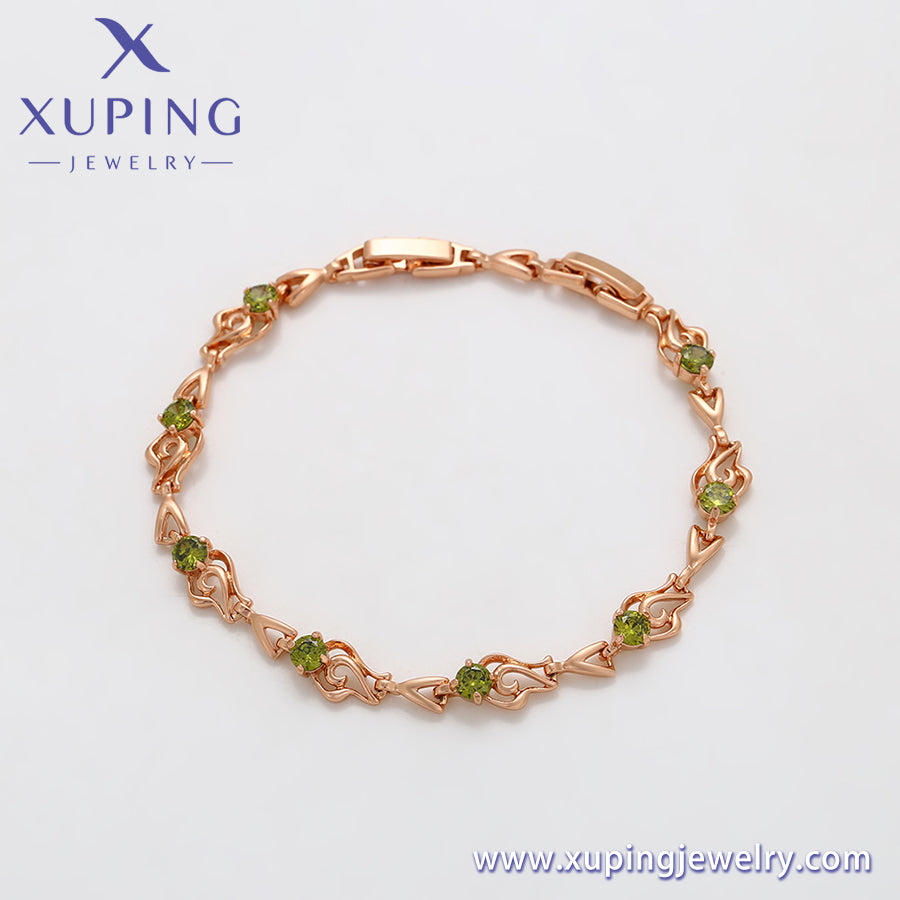 Pulsera de oro rosa con piedras verdes de moda xuping