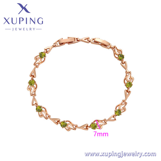 Pulsera de oro rosa con piedras verdes de moda xuping